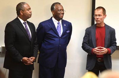 From left, Augusta Mayor Hardie Davis, Paine College President Hardee and donor Peter Knox.