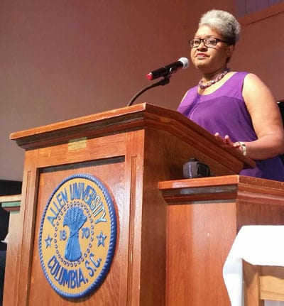 District 70 state Rep. Wendy Brawley was among the speakers at the Mother Emanuel Nine Day Remembrance at Allen University on June 1.