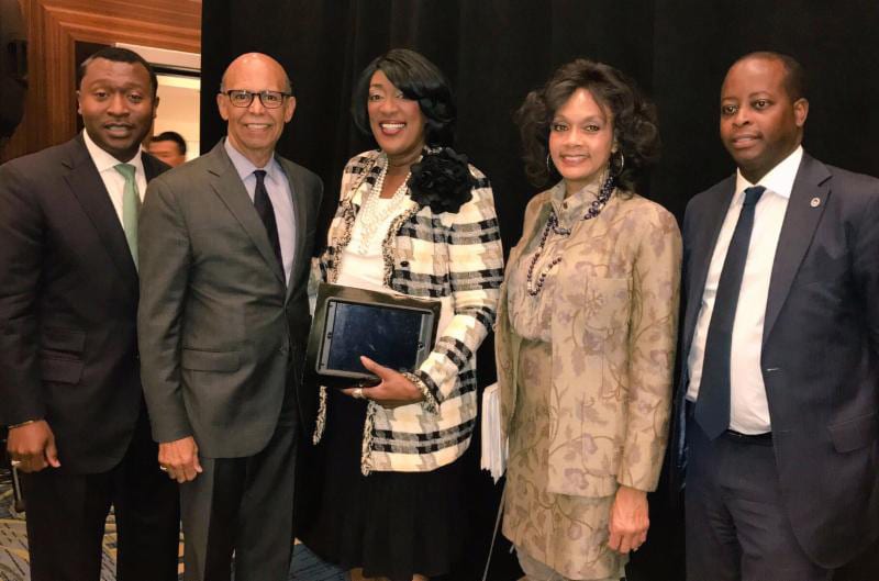 Dr. Roderick L. Smothers, Pres., Philander Smith University; UNCF Pres./CEO Lomax; Lezli Baskerville, Esq., NAFEO CEO; Dr. Gwendolyn Boyd, Pres., Alabama St. Univ., Howard Univ. Pres. & member of President's Board of Advisors on HBCUs, Wayne Frederick, MD