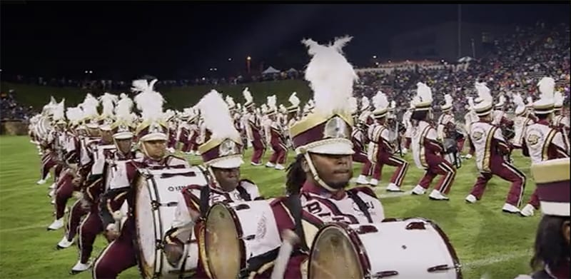 Bethune Cookman marching band performing at football game
