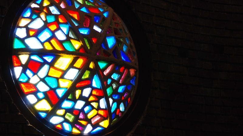 Picture of stained glass window in silhouette