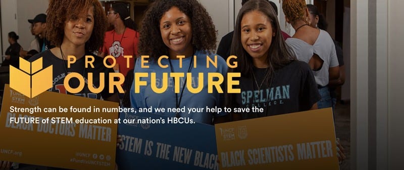 Protecting Our Future banner image with female students